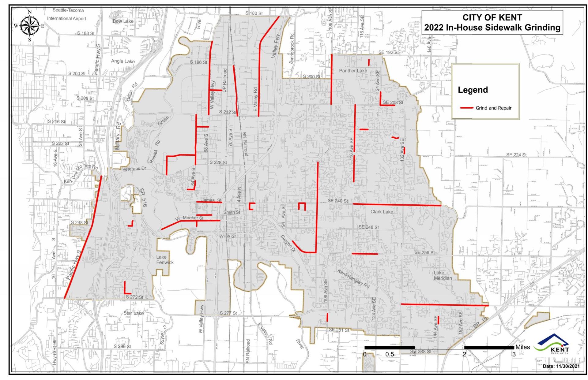 2022 Sidewalk Grinding Map