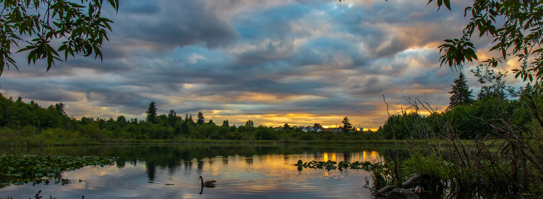 Sunset sky with clouds over Clark Lake