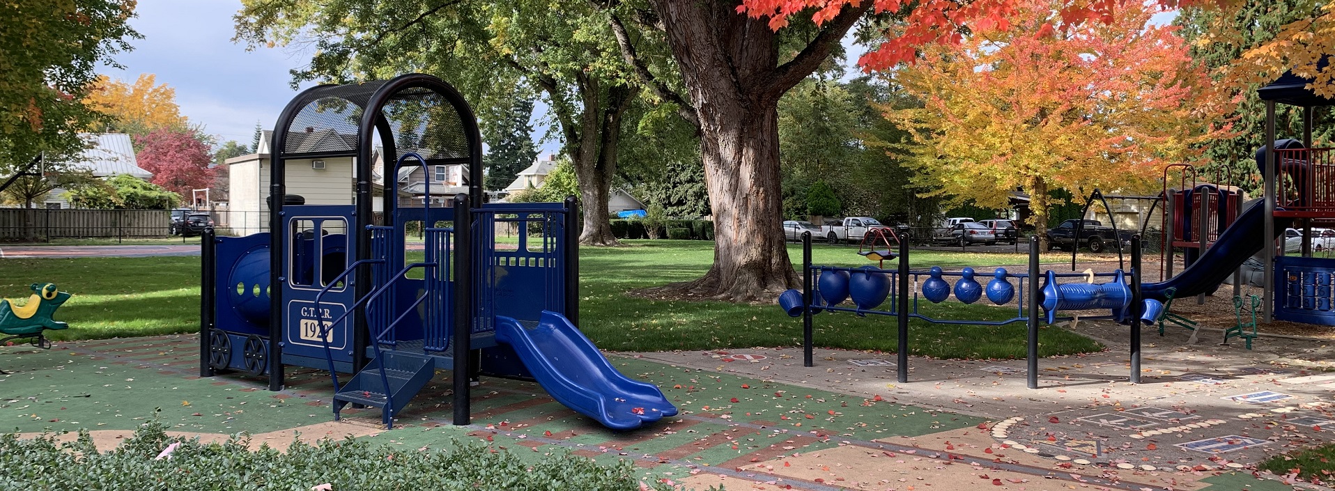 train-themed play equipment