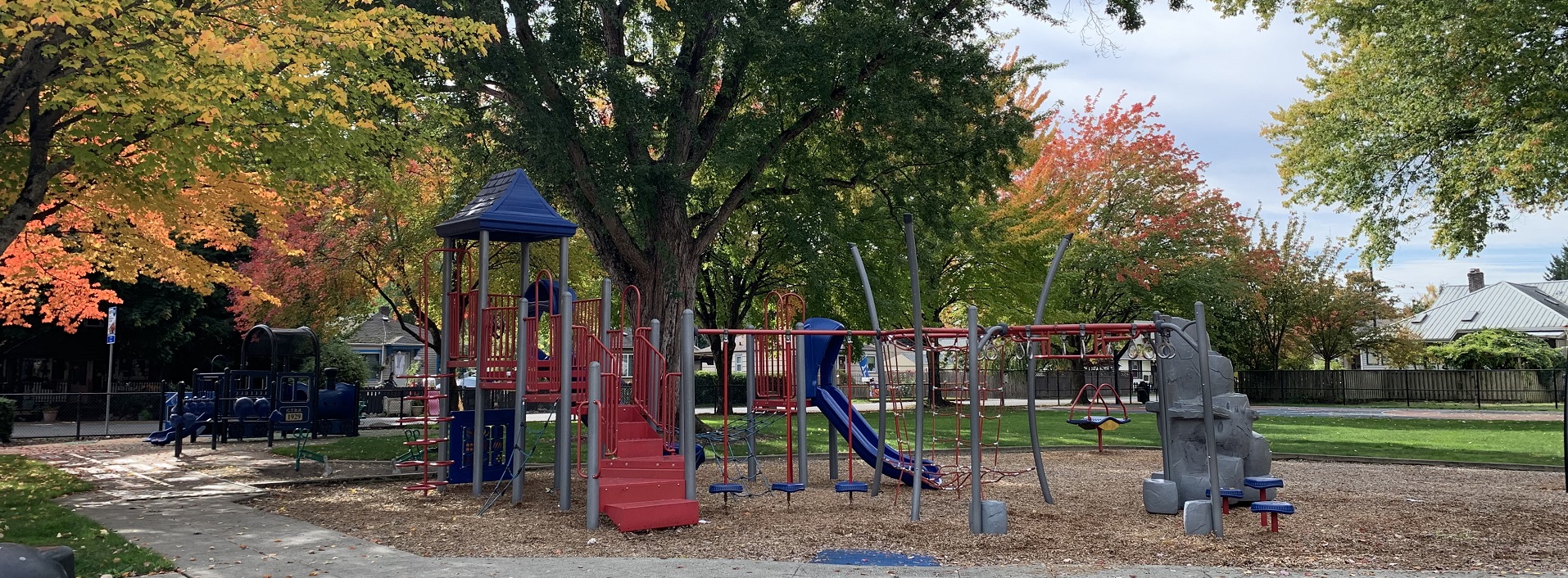 play equipment with red steps