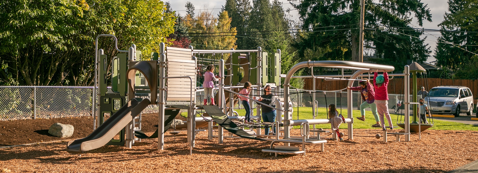 kids on play equipment