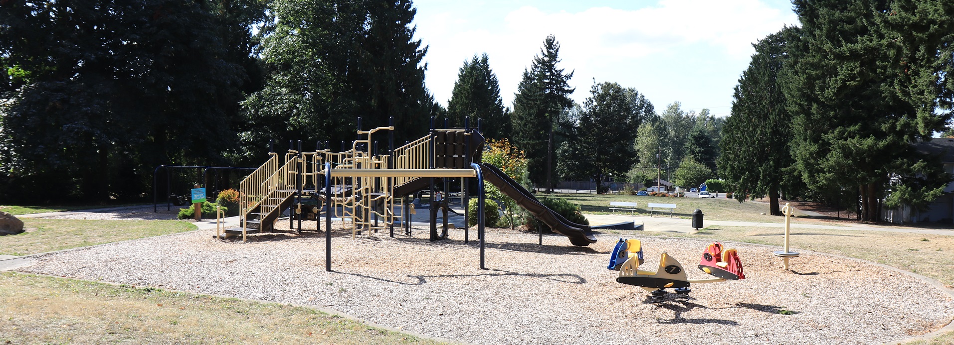 Play structure with climbing elements and a slide