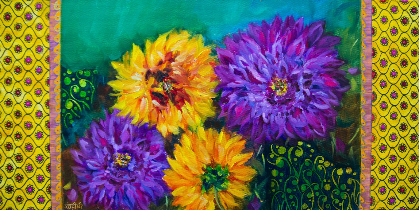 Rohini Mathur - Color Splash Summer Dahlias Garden (Medium)