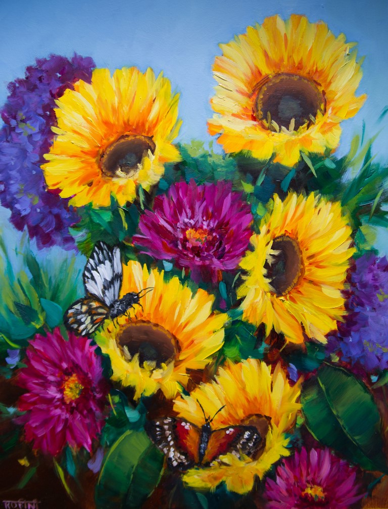 Rohini Mathur - Sunkissed Sunflowers and The Daily Garden Visitors (Medium)