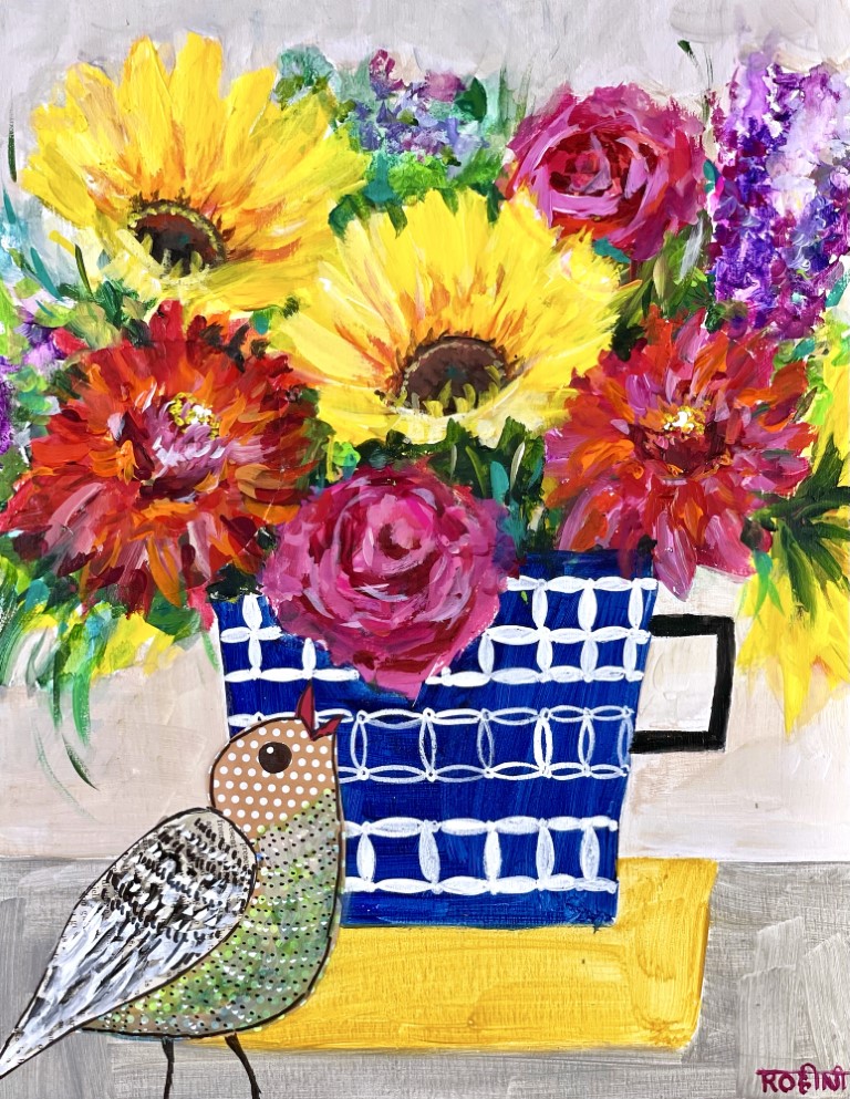 Rohini Mathur - Sunshine Spring Blooms And The Happy Visitor (Medium)