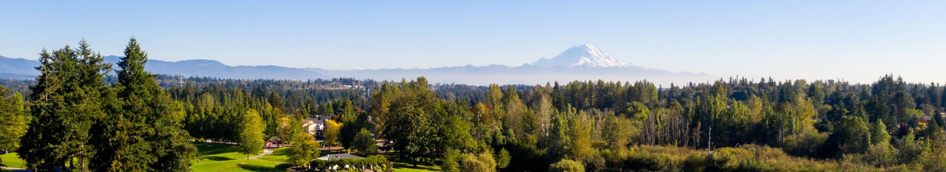 Lake Meridian and Mount Rainier in the background